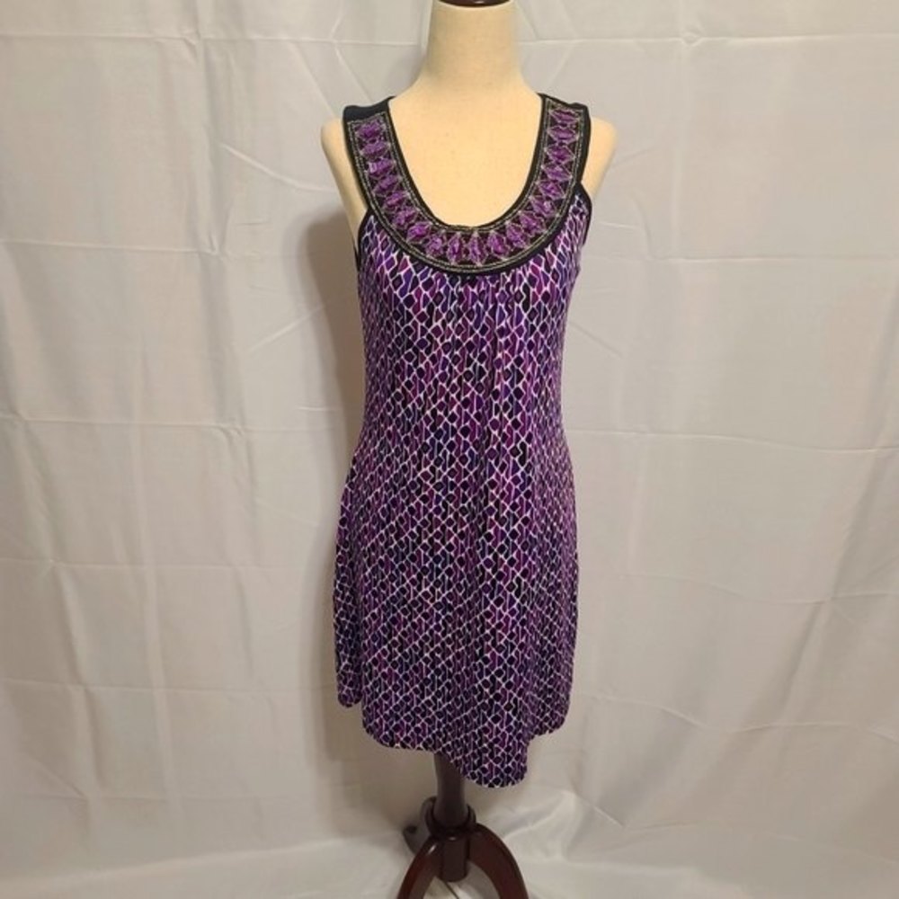Wishes wishes wishes beaded neck purple and black dress size medium